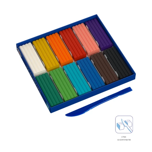 Пластилин Гамма "Классический" 12 цветов, 240 гр, со стеком