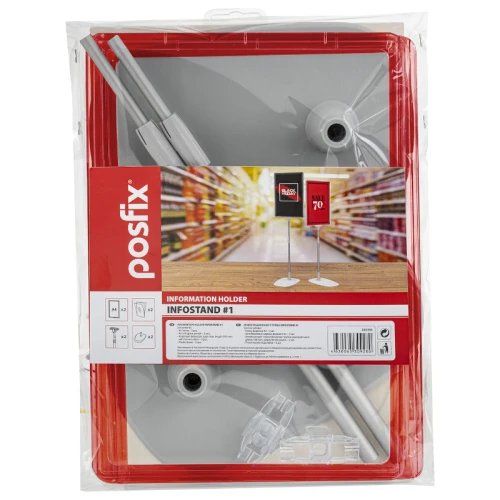 Стойка-инфодержатель напольная А4, красная, 2 шт в комплекте