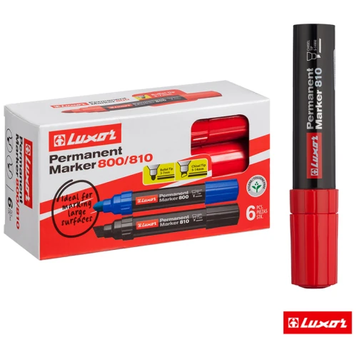 Маркер перманентный промышленный LUXOR "810" скошенный, 5-14 мм, красный
