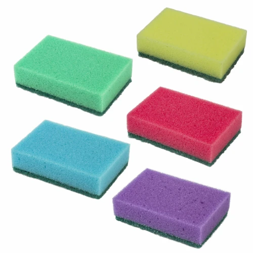 Губки для посуды LAIMA MAXI поролон с абразивом, ассорти, 5 шт