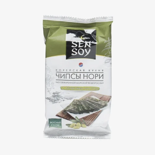 Чипсы нори Sen Soy Premium "Olive" из морской капусты 4,5 гр