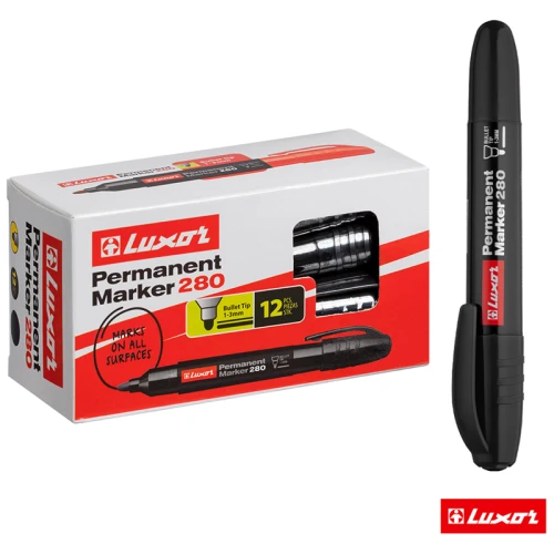 Маркер перманентный LUXOR "280" пулевидный, 1-3 мм, черный