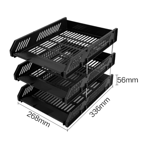 Лоток горизонтальный DELI 3 отделения, пластик, черный