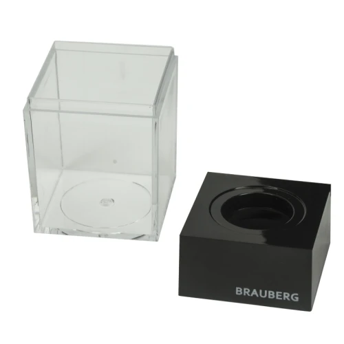 Скрепочница BRAUBERG магнитная с 30 скрепками, прозрачный корпус