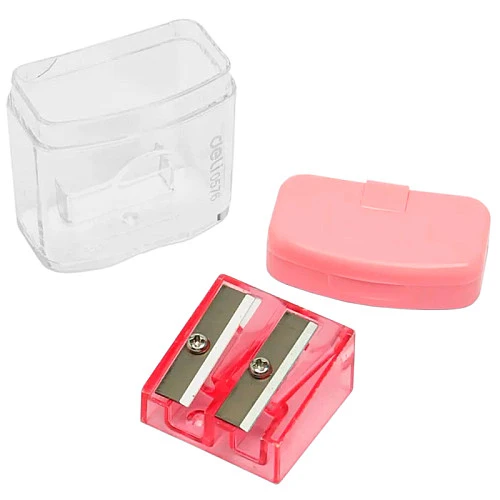 Точилка пластиковая DELI "Comiko" 2 отверстия, контейнер, ассорти