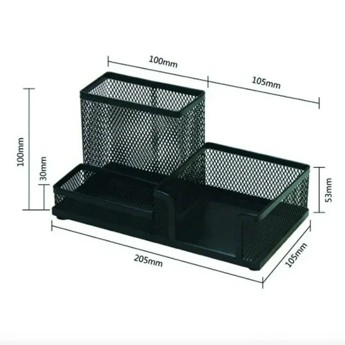 Настольная подставка Foska, 3 отделения, сетчатая, черная