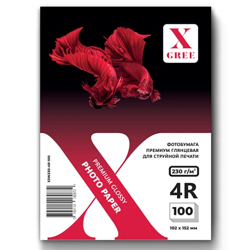 Фотобумага X-Gree "Premium" 4R, 230 г/м2, глянцевая, односторонняя, 100 листов