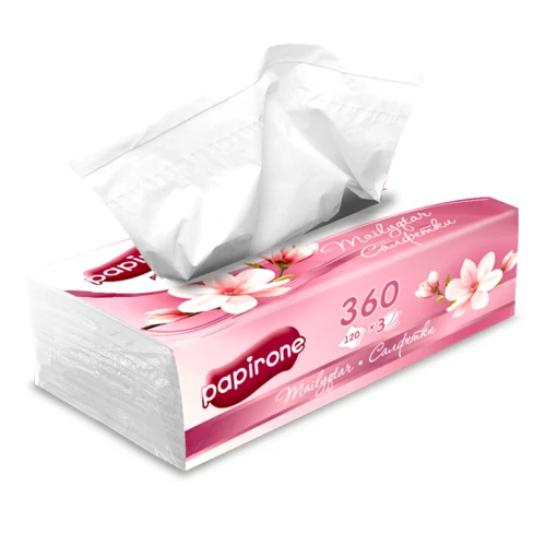 Салфетки бумажные Papirone "Магнолия" 3-слойные, 15,5*20 см, белые, 120 листов