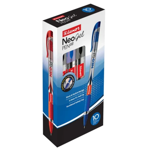 Ручка гелевая LUXOR "Neo Gel" 0.7 мм, прозрачный корпус, черная