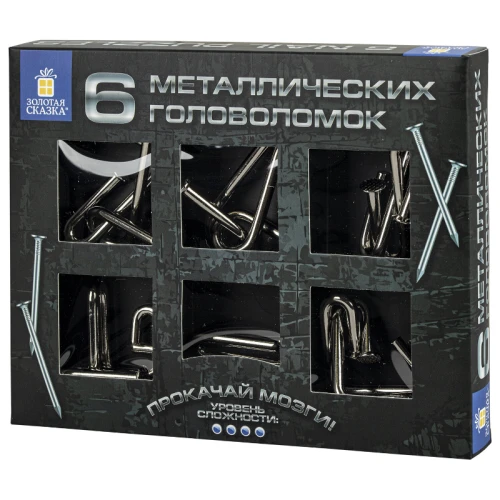 Головоломки металлические ЗОЛОТАЯ СКАЗКА "Гвозди" 6 шт.