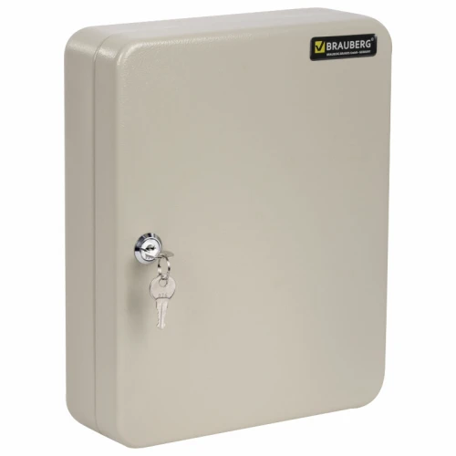 Ключница BRAUBERG на 90 ключей, 300*240*80 мм, ключевой замок, серый