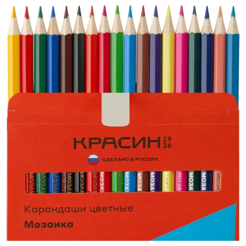 Карандаши цветные Красин "Мозаика" шестигранные, 18 цветов