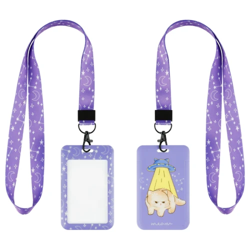 Бейдж вертикальный MESHU "Ufo cat" 110*70 мм, лента с карабином, 3D печать