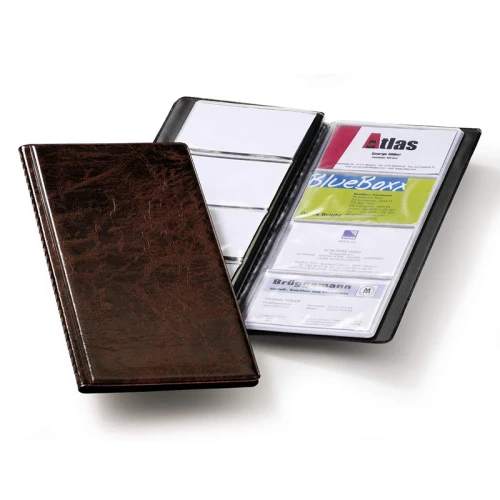 Визитница на 96 визиток Durable, кожзам, 115*253 мм, коричневая