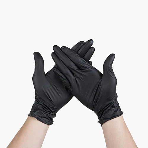 Перчатки виниловые, прочные, размер L, черные, 50 пар (100 шт)