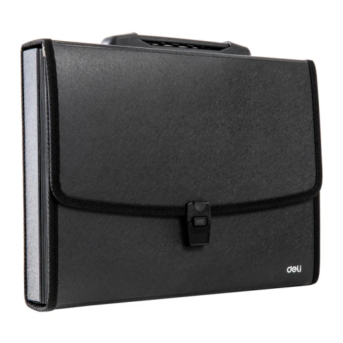 Папка-портфель DELI А4, 7 отделений, на защелке, черный