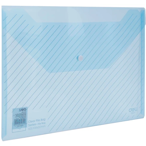 Папка-конверт на кнопке DELI А4, 180 мкм, ассорти