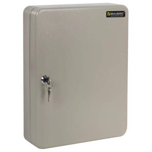 Ключница BRAUBERG на 140 ключей, 370*80*280 мм, ключевой замок, серый