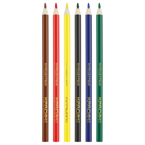 Карандаши цветные Красин "Путешествия" трехгранные, 6 цветов