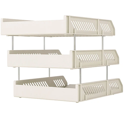 Лоток горизонтальный DELI, 3-х рядный, пластик, серый