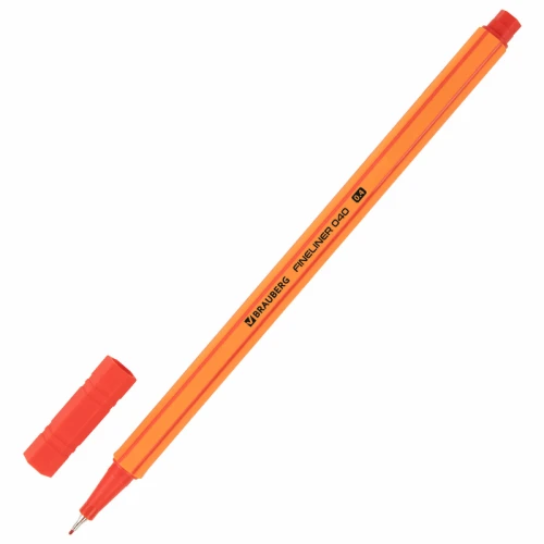 Набор капиллярных ручек BRAUBERG "FINE 40" 0.4 мм, оранжевый корпус, 6 цветов