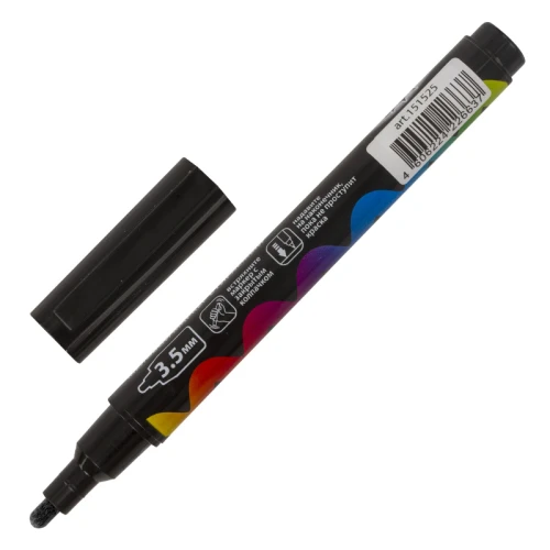 Маркер меловой BRAUBERG "POP-ART" сухостираемый, 3.5 мм, черный