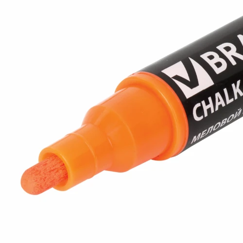 Маркер меловой BRAUBERG "POP-ART" сухостираемый, 5 мм, оранжевый