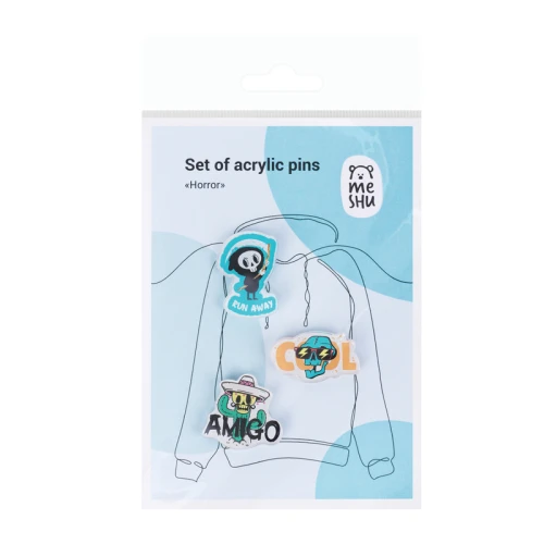Набор значков MESHU "Horror" акрил, прямая УФ-печать, 3 шт.