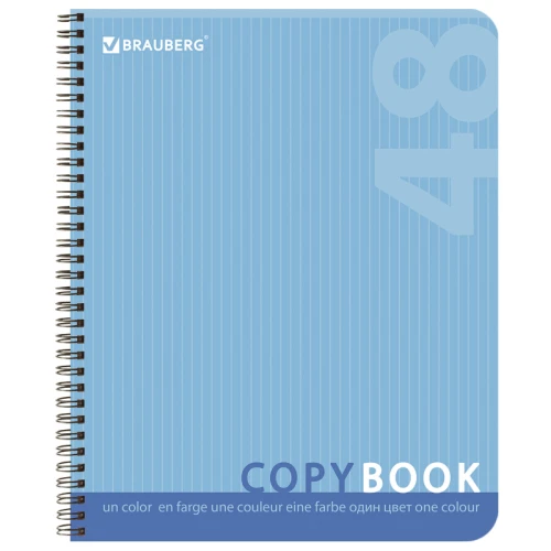 Тетрадь BRAUBERG "Однотонная" А5, на гребне, в клетку, 48 листов, ассорти