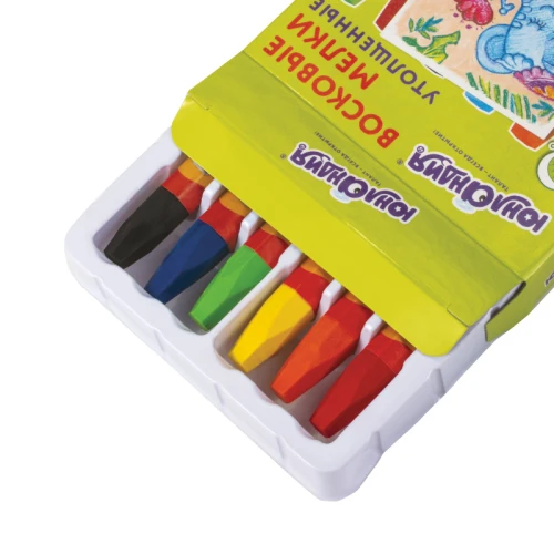 Мелки восковые ЮНЛАНДИЯ утолщенные, масляная основа, 6 цветов