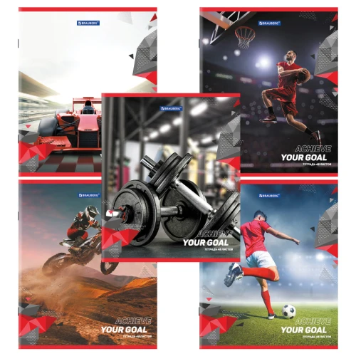 Тетрадь BRAUBERG "Sport Club" А5, в клетку, 48 листов, ассорти