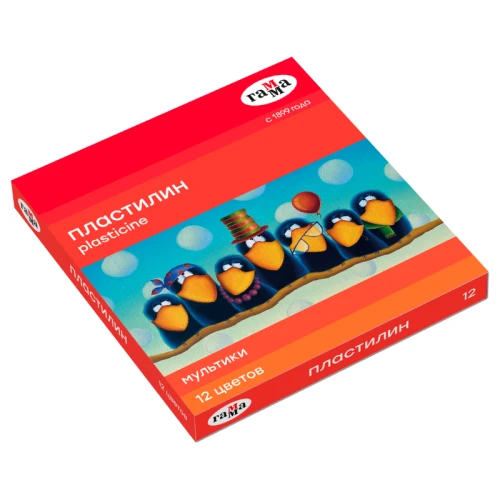 Пластилин Гамма "Мультики" 12 цветов, 240 гр, со стеком