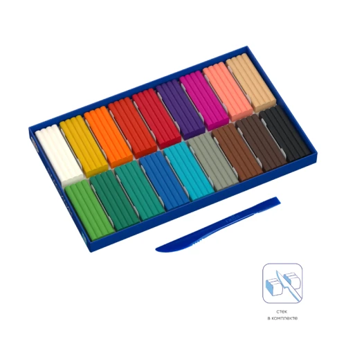 Пластилин Гамма "Классический" 18 цветов, 360 гр, со стеком