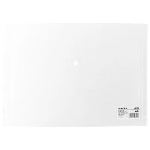 Папка-конверт на кнопке DELI "Aurora" А4, 120 мкм, прозрачная