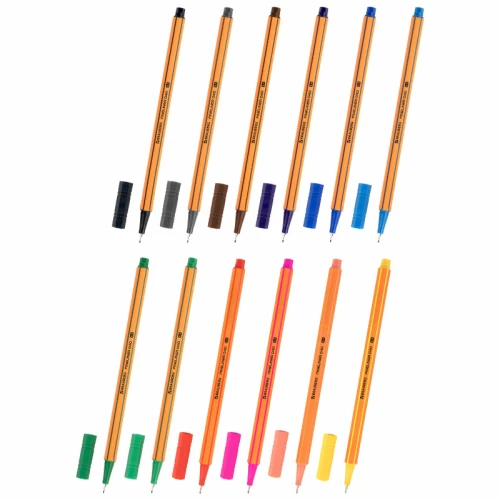 Набор капиллярных ручек BRAUBERG "FINE 40" 0.4 мм, оранжевый корпус, 12 цветов