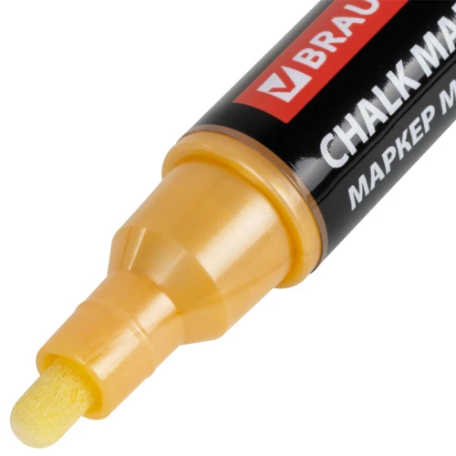 Маркер меловой BRAUBERG "POP-ART" влагостираемый, 5 мм, золотой