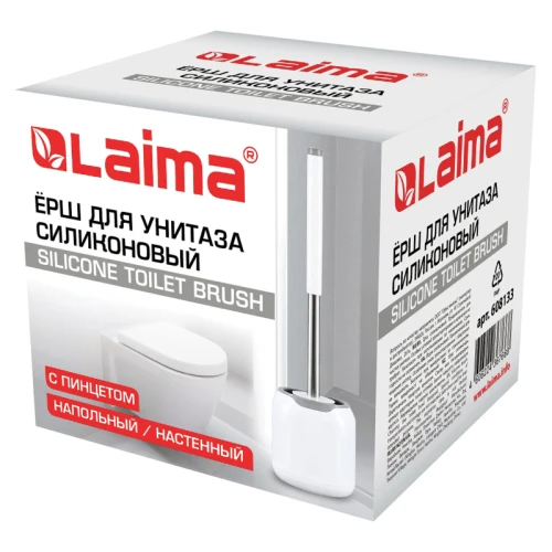 Ершик для унитаза LAIMA "ROUND TYPE" с креплением и пинцетом, серо-белый