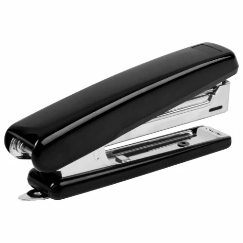 Степлер до 12 листов BRAUBERG "Classic" пластик, №10, черный, с антистеплером