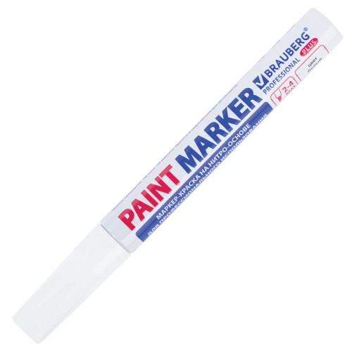 Маркер-краска BRAUBERG "PROFESSIONAL PLUS" нитро-основа, 4 мм, белый
