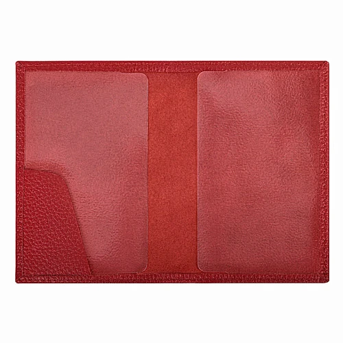 Обложка для паспорта BRAUBERG, натур. кожа флоттер, кожаный уголок, красная, 238865