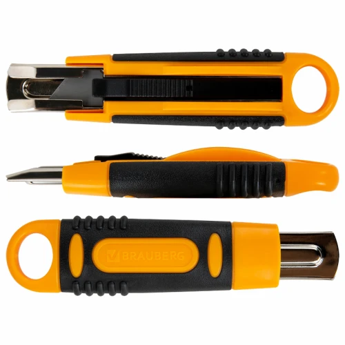 Нож универсальный BRAUBERG "RESTART" 18 мм, с возвратной пружиной