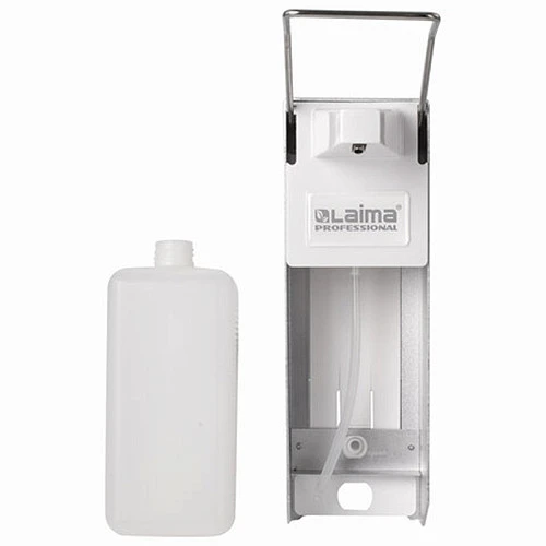 Диспенсер алюминиевый для жидкого мыла "Laima Pro", 1л, локтевой привод, наливной, белый
