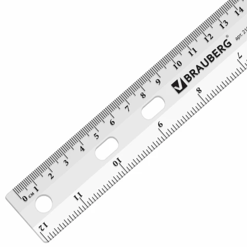Линейка BRAUBERG "Crystal" 30 см, пластик, прозрачная