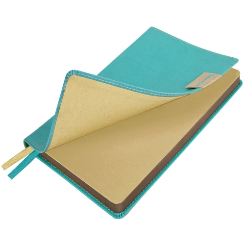 Ежедневник недатированный BRAUBERG "AIM" А5, кожзам, гибкий, 136 л., бирюзовый