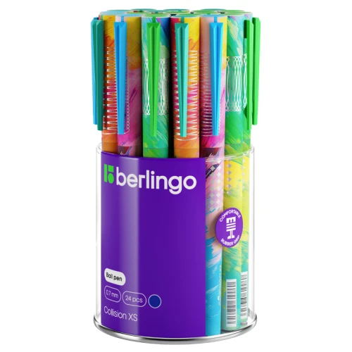 Ручка шариковая Berlingo "Collision XS" 0.7 мм, корпус ассорти, синяя