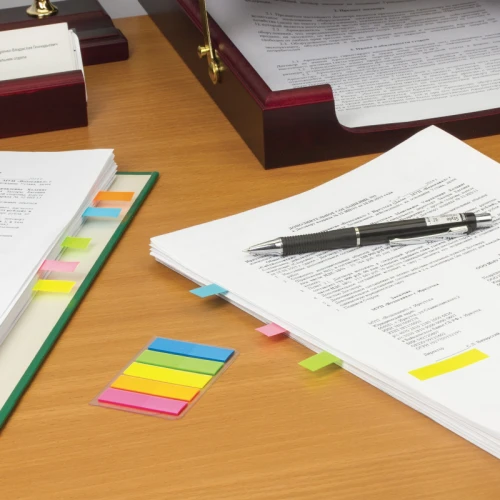 Закладки самоклеящиеся STAFF "PROFIT" пластик, 45*12 мм, 100 листов