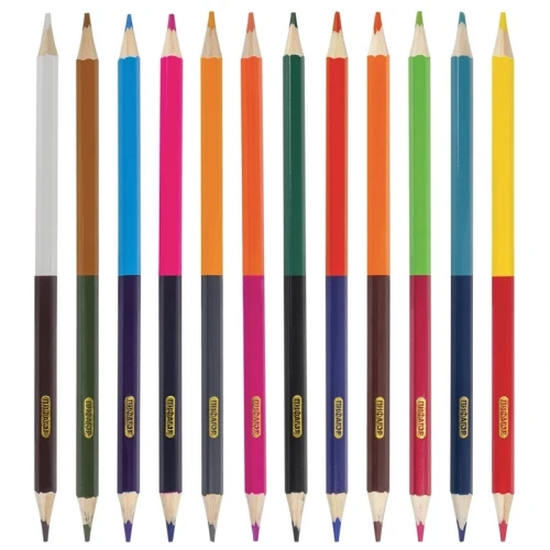 Карандаши цветные ПИФАГОР двусторонние, 24 цвета, картонная упаковка