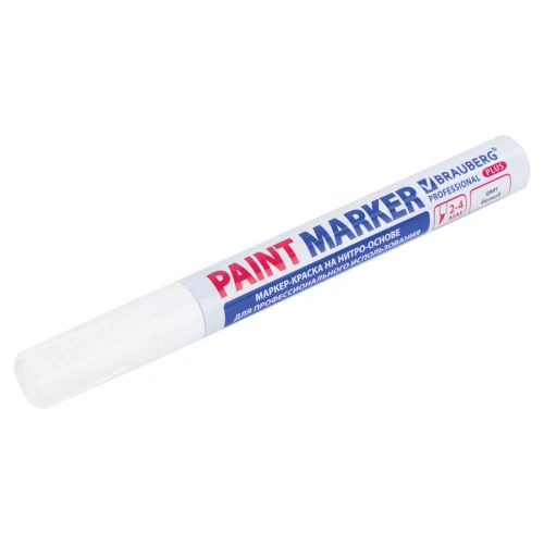 Маркер-краска BRAUBERG "PROFESSIONAL PLUS" нитро-основа, 4 мм, белый
