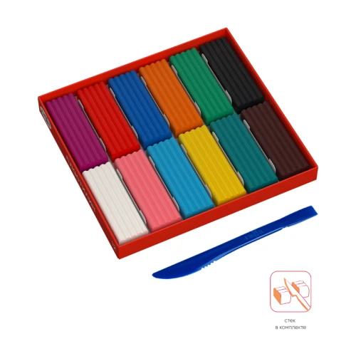 Пластилин Гамма "Мультики" 12 цветов, 240 гр, со стеком