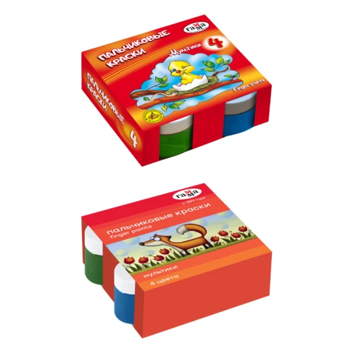 Краски пальчиковые Гамма "Мультики" классические, 4 цвета по 50 мл